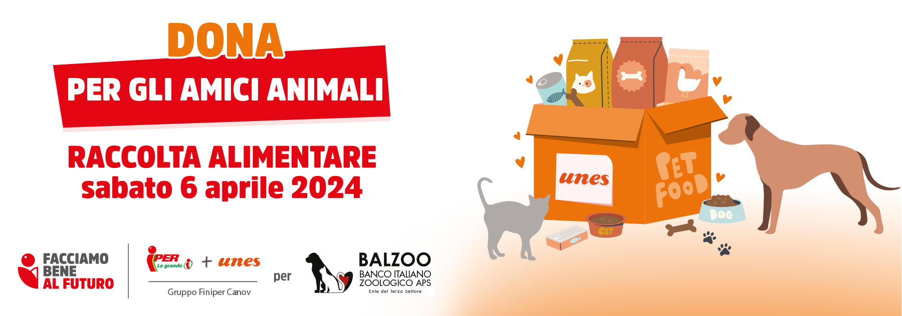 Unes sostiene Balzoo con la raccolta alimentare per i nostri amici animali
